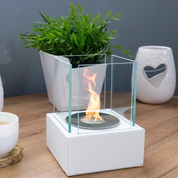 Cheminée bio autonome Smart blanc mat structuré