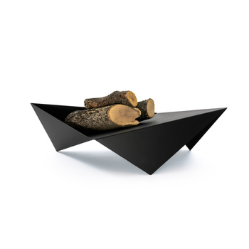 Geometrisk havebålfad BOAT QualitySPA — (stål 3 mm, mat sort), „Ahoy, ild!”