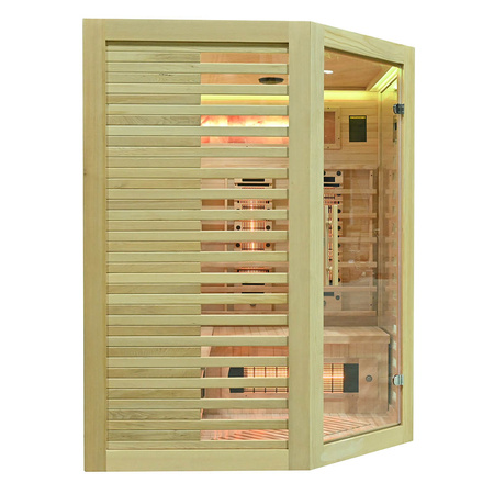 MO-RL3CST Infrarotsauna mit Salzstein + Turmalinen | Natürliches Holz | Heimisches SPA