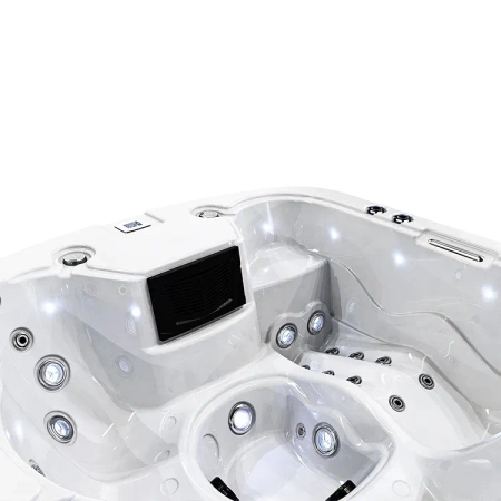 Jacuzzi exterior quadrado com hidroterapia e cobertura – banheira SPA de luxo