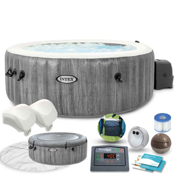Inflatable Jacuzzi INTEX 28440 – 4-Person SPA, 196 x 71 cm with Hydro Massage, WiFi, and Premium Set