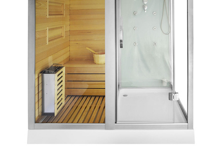 MO-1752W TRIO ESQUERDO canto, sauna seca, sauna a vapor e cabine de duche 180X110X223CM