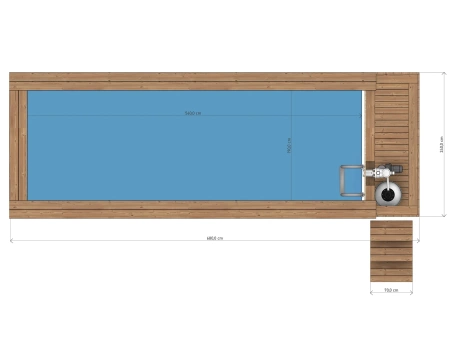 Дървен плувен басейн с полипропиленова вложка 680 cm x 240 cm (THERMO WOOD) - модерен, издръжлив градински басейн