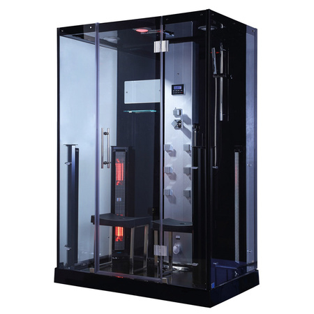 MUE-1072B TRIO, infrasarkanā sauna, tvaika sauna un dušas kabīne | Dabīgā koksne | Luxury Relaxation