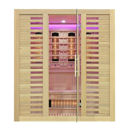 MO-RL4S XL Sauna de infrarrojos con piedra de sal | Wellness | Relax | SPA | Madera Natural | Madera Termotratada