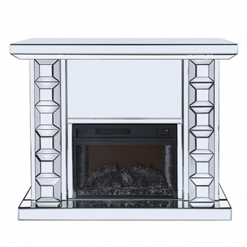 Szklany Kominek 123×38,5×91 cm – Dekoracyjny z Elektrycznym Wkładem