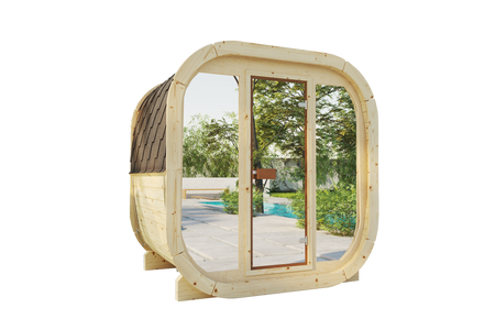 Außensauna Eke 130 für 3-4 Personen / Nur Elektroheizung / Hochwertiges nordisches Fichtenholz (Pine Thermal Wood) | Wellness | Entspannung | SPA | Wellness | Entspannung | SPA | Nordic Style | Thermal Wood