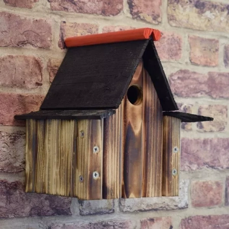 Rustikalna gnezdilnica Cottage - velika, ročno izdelana, obnovljen les, 24,5 × 20 × 23 cm