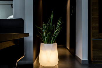 Witte flavi tuinpot met verlichting