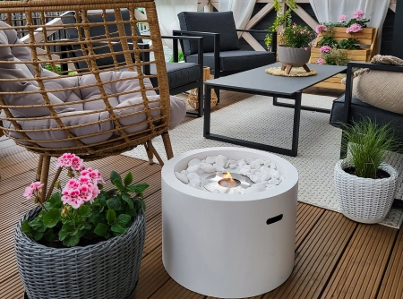 Chimenea ecológica independiente Moon blanco texturizado mate