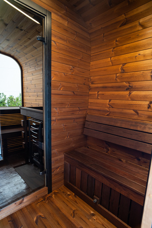 Luksuriøs udendørs sauna CUBE MODERNO PLUS premium - året rundt til haven