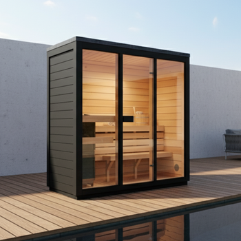 Bali M Limited Edition Thermowood Black Garden Sauna – Romslig utendørs badstue for 3 personer med elektrisk varmeapparat, perfekt for å slappe av i hagen