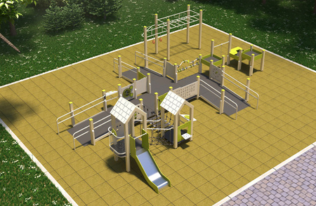 Playground Set - Without a roof TE835-PE – A stylish play set with a rural feel