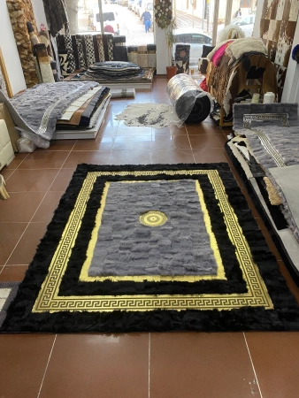 Exclusieve premium vloerkleed in Versace-stijl - handgemaakt in natuurlijk leer