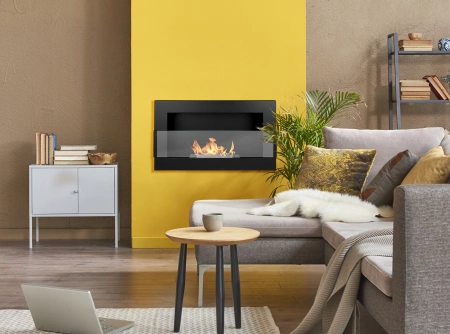 Bio-kamin 650x400 s steklom - Strukturna črna | Sodoben kamin brez dima