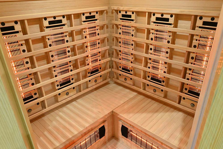 MO-RL3CST Infrarotsauna mit Salzstein + Turmalinen | Natürliches Holz | Heimisches SPA
