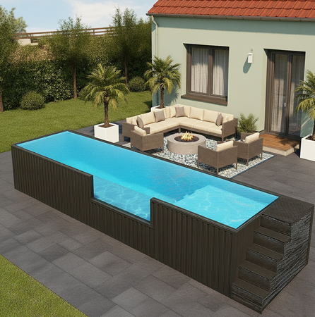 Modern trädgårdspool med tillbehör AG-800 - lyxig fristående pool