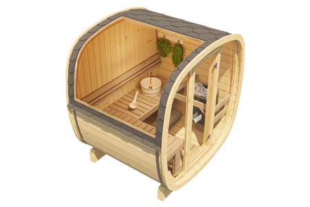 Outdoor sauna Uku 160 for 3-4 persons / Electric heating only / High-quality Nordic spruce ( pine thermal wood) | Wellness | Relaxation | SPA | Wellness | Relaxation | SPA | Nordic style | Thermal wood