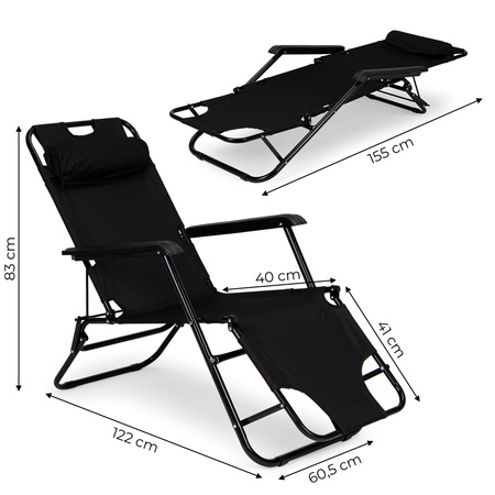 Градински шезлонг с възглавница | шезлонг 2 в 1 за плажа за балкона за терасата | градински мебели, за свободното време, в модерен стил