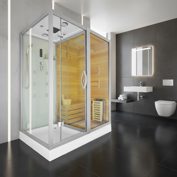 MO-1752W RIGHT TRIO, tør sauna, dampsauna og brusekabine 180X110X223CM