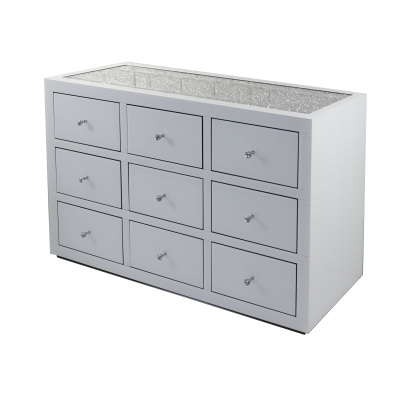  AMARO 9-DRAWER GLASS BOX - lasi + MDF - 130 × 80 × 40 cm