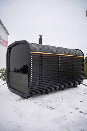 Luxe buitensauna CUBE MODERNO PLUS premium - het hele jaar door voor de tuin