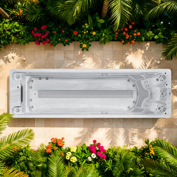 Swim Spa OF-802BU – Vitality Collection Series – 8 metru peldbaseins peldēšanai uz vietas ar paplašinātu SPA zonu