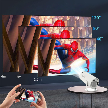 BÆRBAR MINI PROJEKTOR ANDROID 12 WiFi ROTERENDE FULL HD 4K Bluetooth 4D Automatisk Keystone Zenwire R1 360