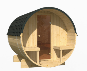 EDA 250 zahradní sauna - prémiová komfortní sauna pro 6-8 osob s elektrickými kamny nebo kamny na dřevo, pro luxus a eleganci.