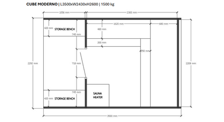 Външна градинска сауна CUBE MODERNO – с преддверие и панорамна гледка