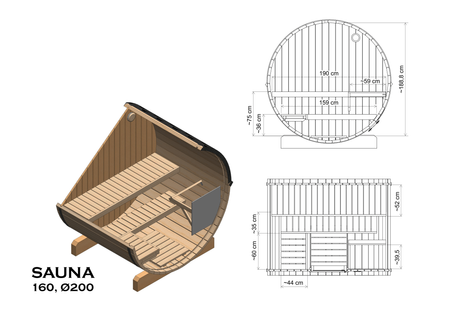 Utendørs Sauna EDA 160 – Romslig Hagesauna for 3–4 Personer med Elektrisk Ovnsystem, Ideell for Avslapning i Hagen
