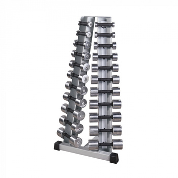 BT410.1 — Soporte con juego de mancuernas cromadas (0,5–10 kg) | Juego profesional para gimnasio