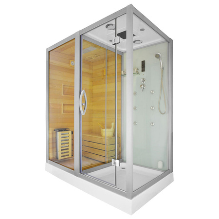MO-1752W TRIO ESQUERDO canto, sauna seca, sauna a vapor e cabine de duche 180X110X223CM