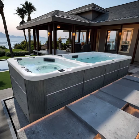 Piscina Spa da esterno all’ingrosso Endless Dual Zones in vetroresina – Hydropool Aqua Sport, Swim Spa, idromassaggio e jacuzzi