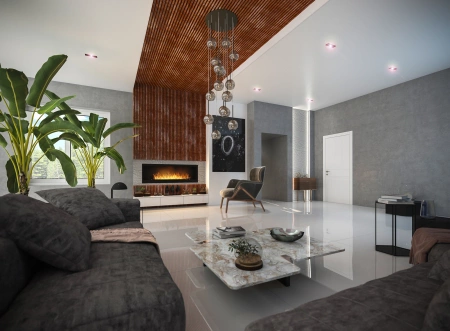 Minimalistisk bioetanolkamin för inbyggnad Inside 1500 – svart, Antisol-glas