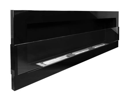 Hængende biopejs med glas 1200×400 – elegant sort højglans til dit hjem