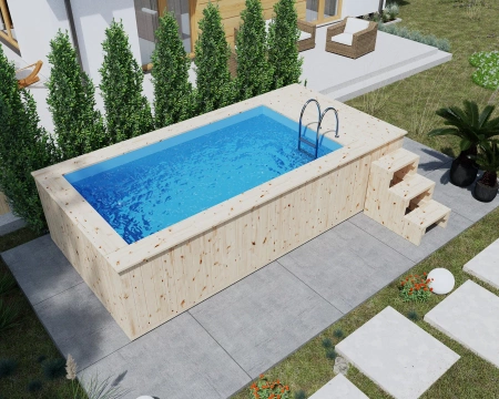 Piscină din lemn cu căptușeală din polipropilenă 480x240 cm - piscină de grădină modernă, durabilă
