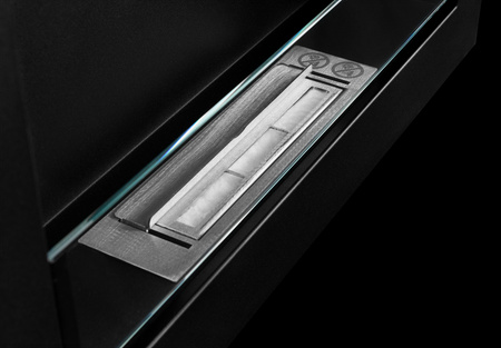 Biofireplace 650x400 Slim with glass – black, modern bioethanol fireplace