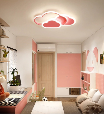 PLAFONNIER LED POUR ENFANTS NUAGES ROSES 58W + TÉLÉCOMMANDE DL-I03
