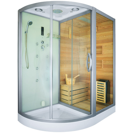MO-1751W RIGHT TRIO, tør sauna, dampsauna og brusekabine 180X110X223CM
