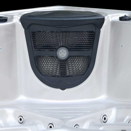 Υπαίθριο τζακούζι SPA340ECO Καπουτσίνο 220x220 cm – μια οικολογική μπανιέρα SPA με γκρι περίβλημα σε εμφάνιση ξύλου