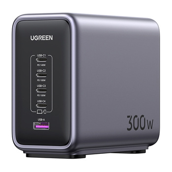 UGREEN CD333 Nexode mains charger, USB + 4x USB-C, GaN, 300W + USB-C 240W cable (black)