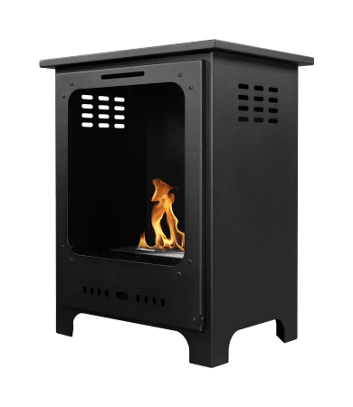 Freistehender Bio-Kamin Koza Mini matt schwarz mit Glas