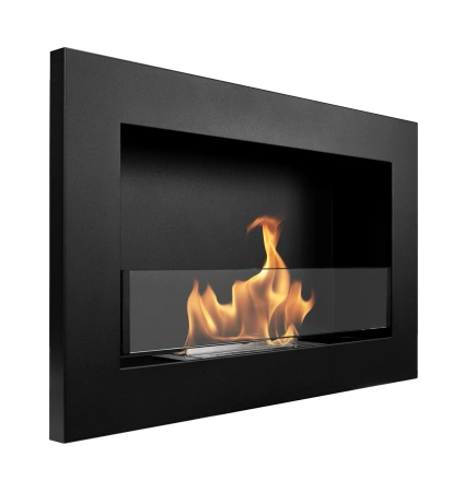 Biocamino 650x400 Slim con vetro – nero, camino moderno al bioetanolo