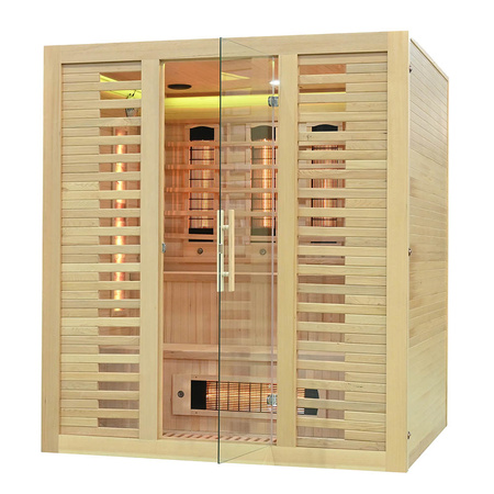 MO-RL4S XL Sauna de infrarrojos con piedra de sal | Wellness | Relax | SPA | Madera Natural | Madera Termotratada