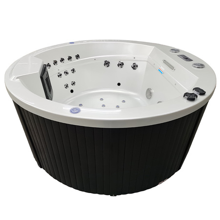 DELLA 916 balta perlamutra dārza virpuļvanna, antracīta korpuss 170x170 cm - luksusa spa dārzā