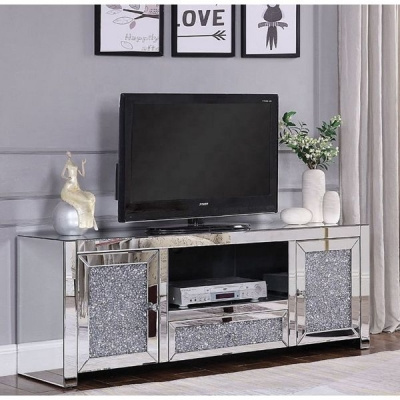 ALLURE GLAS-TV-MØBEL – transparent med krystaller (150×55×40 cm)