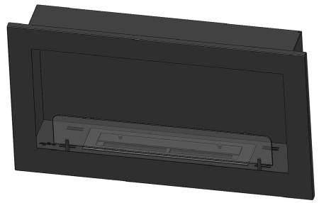 Viseći ugradbeni biokamin Inside 900 – crni / INOX, staklo Antisol