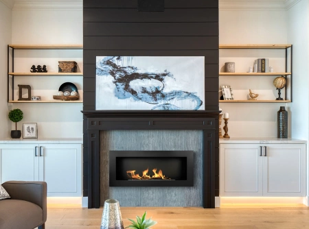 Biopeis 900x400 Svart Strukturell - Moderne bioetanolpeis uten skorstein