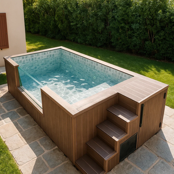 Piscine autoportante moderne avec vitrage AG-320 3.2×2 m – piscine de jardin luxueuse sans terrassement avec accessoires